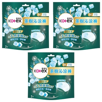 Kotex 靠得住 茶樹沁涼褲 褲型衛生棉  M(22~34吋)  2片  3包