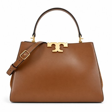 TORY BURCH ELEANOR 金字LOGO手提兩用公事包-棕