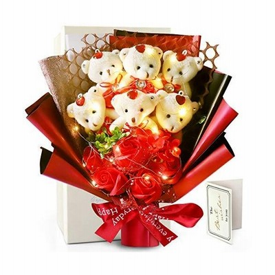 Rerxn Led ソープフラワー 花束 バラ クマ束 くま ぬいぐるみ 薔薇 造花 ブーケ 枯れない花 お花 ギフト 石 フラワー バレン 通販 Lineポイント最大get Lineショッピング