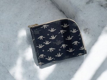 手作拉鍊零錢包。千紙鶴