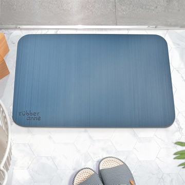 【rubber anne】軟式珪藻土吸水地墊 絲紋藍 (60x40cm)