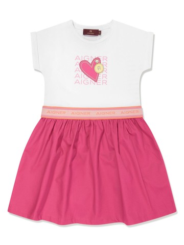 Aigner Kids - logo-print dress - kids - Cotton/Elastane - 14 yrs - White