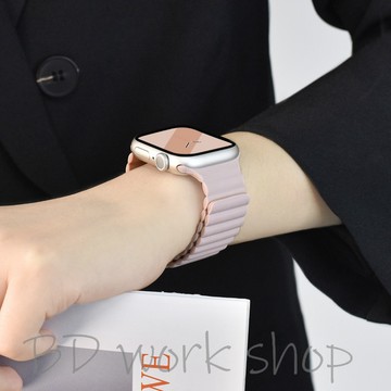 百搭款牛津粉色 磁吸矽膠錶帶 apple watch s10 錶帶 iwatch10 蘋果錶帶 9 8 7 蘋果手錶錶帶