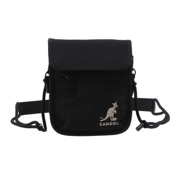 KANGOL 側背包 黑色 水洗 尼龍 翻蓋 隨身小包 6525170420