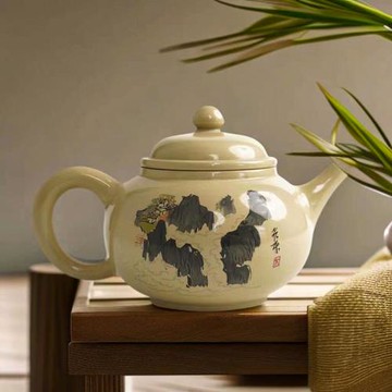 云南建水紫陶名家純手工柴燒白泥茶具中式紫砂石瓢大師心經西施壺