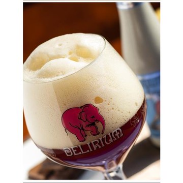 比利時精釀 Delirium 粉象啤酒杯高腳杯歪腳杯 500ml 杯底有小象
