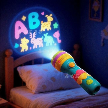 【臺灣-出貨】【柔和不刺眼】兒童投影手電筒圖案認知益智玩具哄睡安撫放下手玩具06U2
