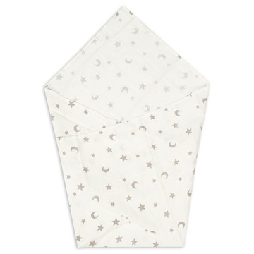 akachan honpo - 彈性紗布包巾-月亮星星-白色 (100×100cm)
