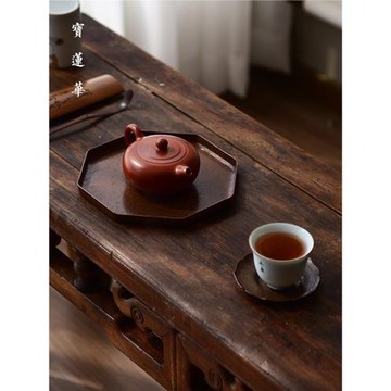 錘紋紫銅壺承盤 紫銅茶盤 銅干泡盤 復古壺托 養壺干泡茶盤銅茶托