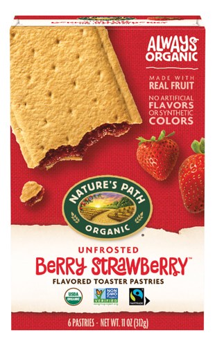Nature's Path Organic Unfrosted Toaster Pastries Berry Strawberry 6 Pastry