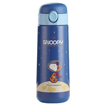 PEANUTS 史努比 316不鏽鋼直飲式 兩用保冷保溫水壺  藍色  1個  500ml