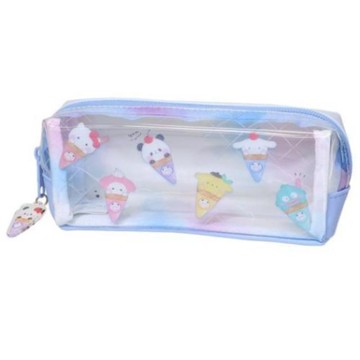 小禮堂 Sanrio 三麗鷗 x 麻糬熊貓 PVC拉鍊筆袋 (藍甜筒款)