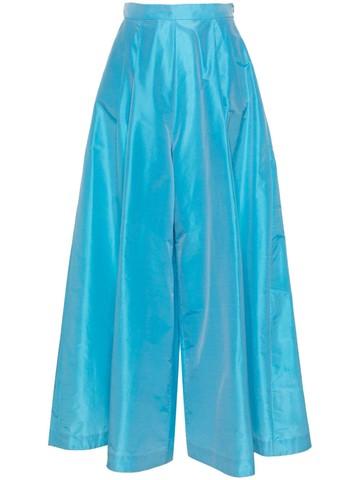 Viktor & Rolf - mid-rise taffeta palazzo trousers - women - Silk/Polyester - XS - Blue