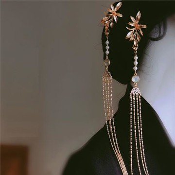 古風長流蘇雕花髮簪(2入)