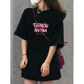 【羊城故事】100% t恤 短袖 oversize 原宿風上衣 ins 風衣服 黑色衣服 打底衫 下半身失蹤 衣服女