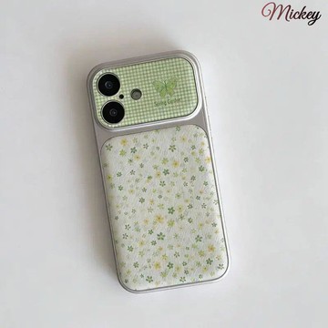 iphone保護殼.綠格紋蝴蝶碎花適用iPhone17Pro手機殼蘋果16PRomax/15/14康寧殼