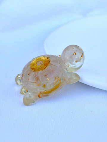 水晶擺飾【守富龜 粉晶】桃花運 招人緣
