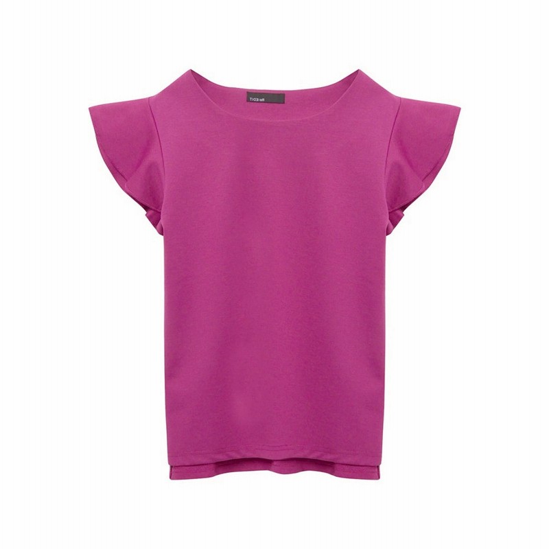 リエディ Re Edit リエディ ショルダーフリルリラックスポンチトップストップス カットソー Tシャツ ショッキングピンク 通販 Lineポイント最大1 0 Get Lineショッピング