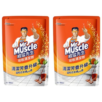Mr Muscle 威猛先生 地板清潔劑補充包 清新鮮橙 清潔芳香升級 溫和近皮膚pH值  1.8L  2包