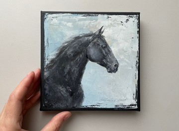 油畫黑馬作品 畫布原創藝術