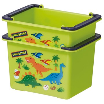 小禮堂 恐龍 小物收納籃2入組 (綠集合款) 4973307-588228