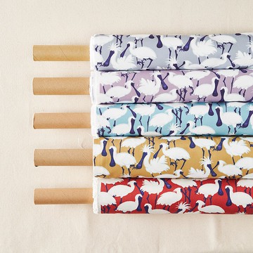 厚磅仿棉 原創印花布--黑面琵鷺  五色