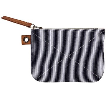 《NOW》條紋手拿包-藍白-- 收納包 收納袋 包配件