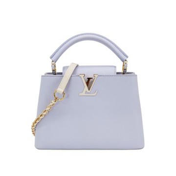 Louis Vuitton LV路易威登 展示品 Capucines BB 皮革金飾LV掀蓋手提斜背包(M59512-淡紫)