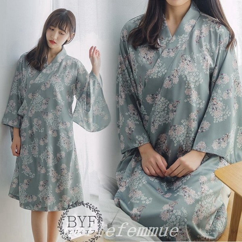 パジャマ浴衣レディース綿パジャマお寝巻き花柄和服部屋着寝間着ルームウェア長袖前開きレトロ春夏婦人女性パジャマ 通販 Lineポイント最大0 5 Get Lineショッピング