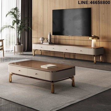 免運 開立發票 電視櫃 收納櫃 儲物櫃 落地櫃 背景櫃 現代簡約設計師輕奢巖板電視櫃茶幾組合小戶型高級感客廳家用地櫃 支持訂製