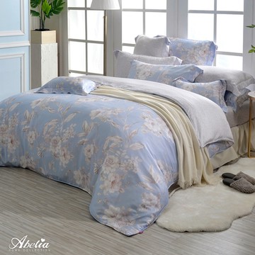 【Great Living格蕾寢飾】英國Abelia 花繞紛霏 雙人天絲木漿四件式防蹣抗菌吸濕排汗兩用被床包組