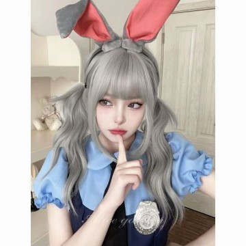 【台灣有貨】實拍 AG假髮女長髮網紅全頭套式大波浪lolita可愛自然齊劉海銀灰長捲髮