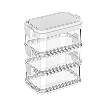上手家居 三層密封保鮮盒 - 可堆疊透明 手提設計 多功能收納  1組  3個