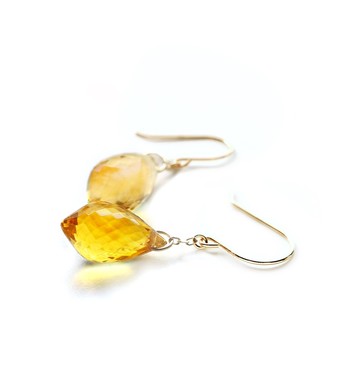 11月誕生石 K10 黃水晶（香緹莉切割）鉤式耳環 ~ESPOIR~