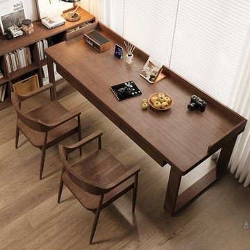 免運附發票 公司貨 可批發 鐵逍遙實木臺式電腦書桌雙人辦公長條桌帶抽屜書房臥室寫字學習桌 快速出貨pali6006