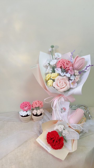 母親節花禮 母親節禮盒 母親節 康乃馨 針織花 編織花 母親節花束