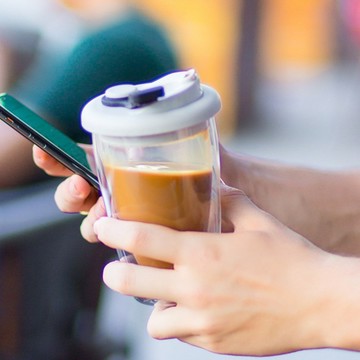 【日韓熱銷】350ml/450ml雙層玻璃咖啡杯帶蓋防漏熱冷飲旅行杯批發