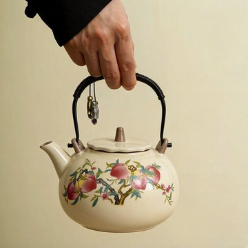 【茶品名】🍵茶壺 西施壺  泡茶壺米黃汝窯提樑壺茶杯陶瓷家用開片可養泡茶壺新中式簡約單壺涼水壺