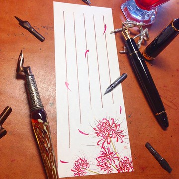 一筆花箋~墨水染畫-曼朱沙華-(一包20張入)