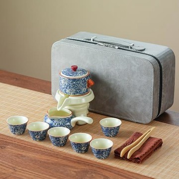 功夫茶具繁花黃汝窯自動泡茶茶具便攜式防燙泡茶壺輕奢茶杯可定印