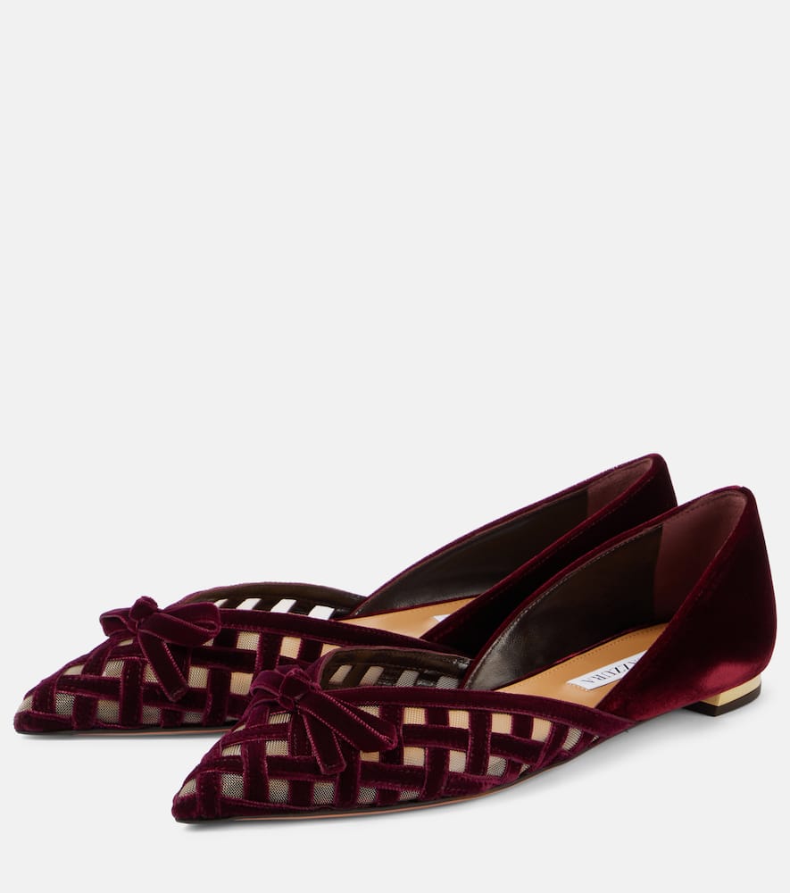 Aquazzura Romance D'Orsay velvet and mesh flats