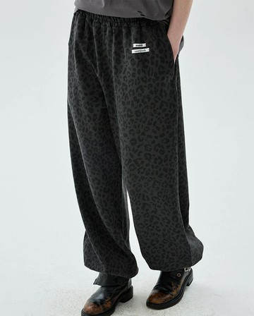 MARDI MERCREDI 束口慢跑褲 炭灰色 豹紋雙標 JOGGER PANTS LEOPARD DOUBLE LABEL