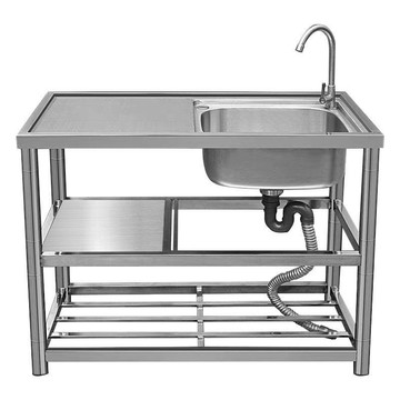 免運 開立發票 水槽 陽台洗衣盆 不銹鋼水槽帶支架廚房洗手盆臺面一體洗碗水池家用單槽洗菜盆雙槽A0829