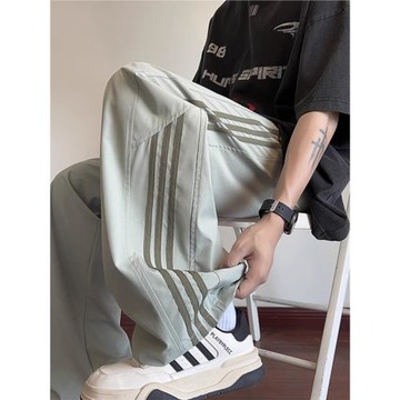 速干冰絲褲子男款夏季薄款寬松直筒闊腿褲青少年2025新款休閑長褲