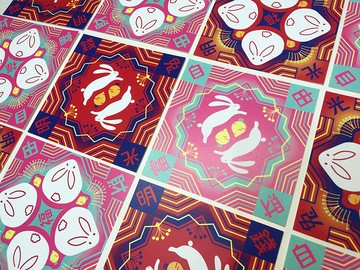 2023兔年斗方春聯 錢兔光明X財富自由