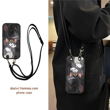適用OPPOA9手機殼斜挎貓和老鼠A5全包A11X軟硅膠k11x帶掛繩11x女可愛k12x掛脖k7保護套k12小眾新款