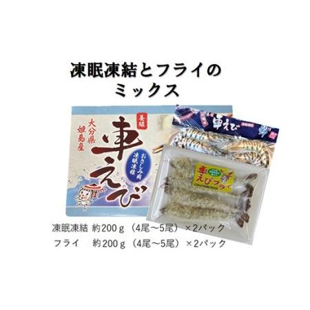 ふるさと納税 「姫島村産」凍眠凍結生食用車えびとえびフライ(各2パック) 大分県姫島村