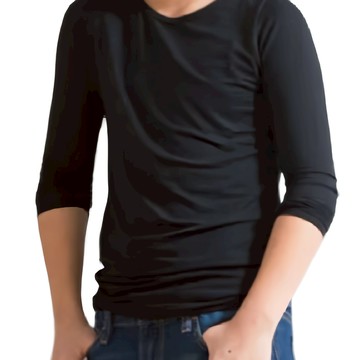 Peilou 貝柔 兒童款機能吸濕發熱保暖衣 圓領 輕薄升級 親膚透氣  身高140cm  黑色