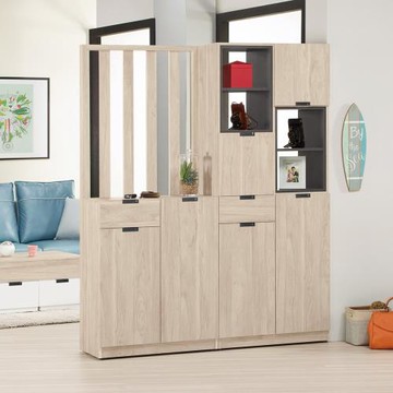 Boden-奧拉5.4尺六門二抽屏風高鞋櫃/開放式玄關收納櫃/隔間置物展示櫃