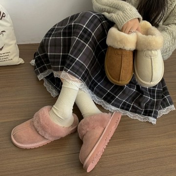 𝑺𝑱𝑬++  新款南方復古防滑拖鞋 保暖厚底毛毛拖鞋 外穿毛毛靴 柔軟加厚包頭半拖鞋